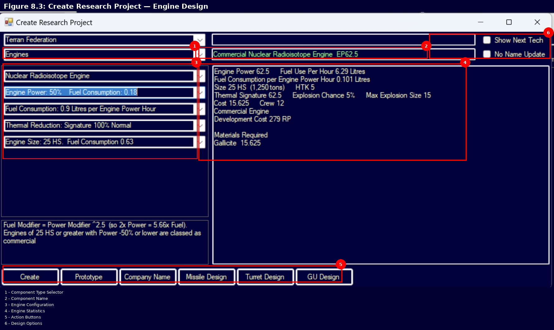 Figure 8.3: Create Research Project — Engine Design