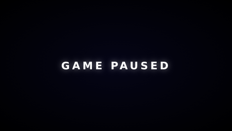 Game paused overlay with GAME PAUSED text centered on screen